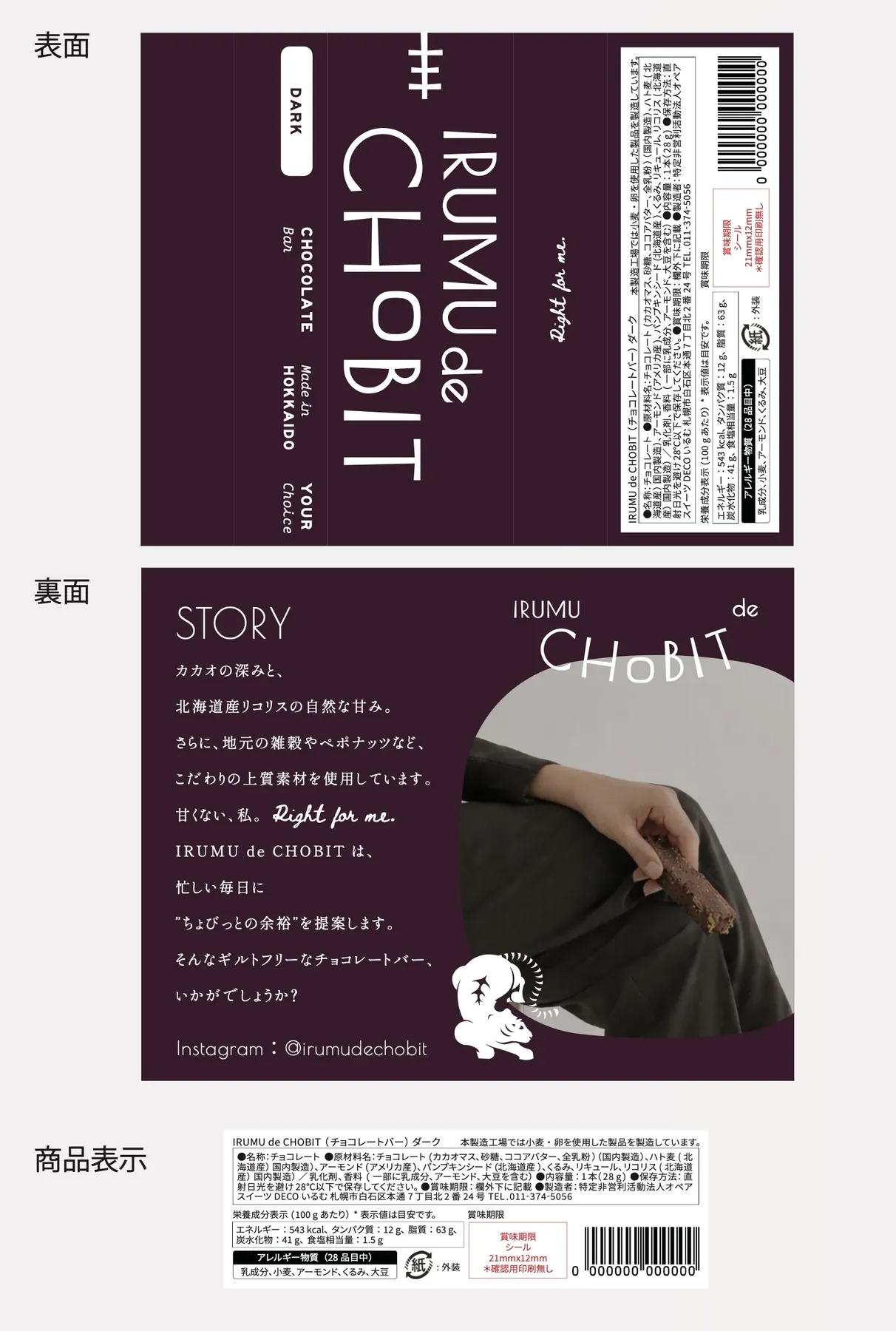 IRUMU de CHOBIT パッケージの表面・裏面・商品表示