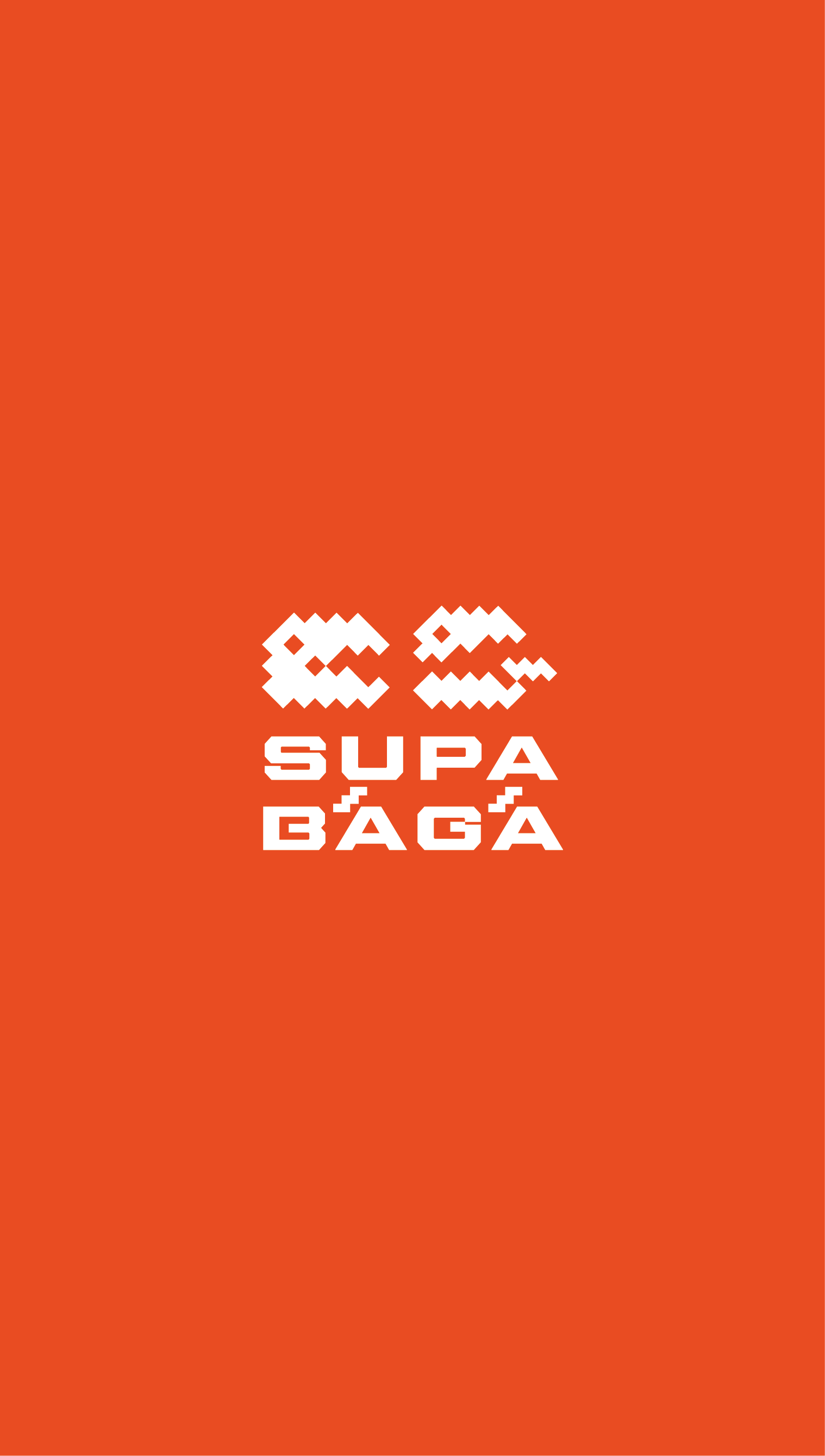 SUPA BĀGĀ logo on orange