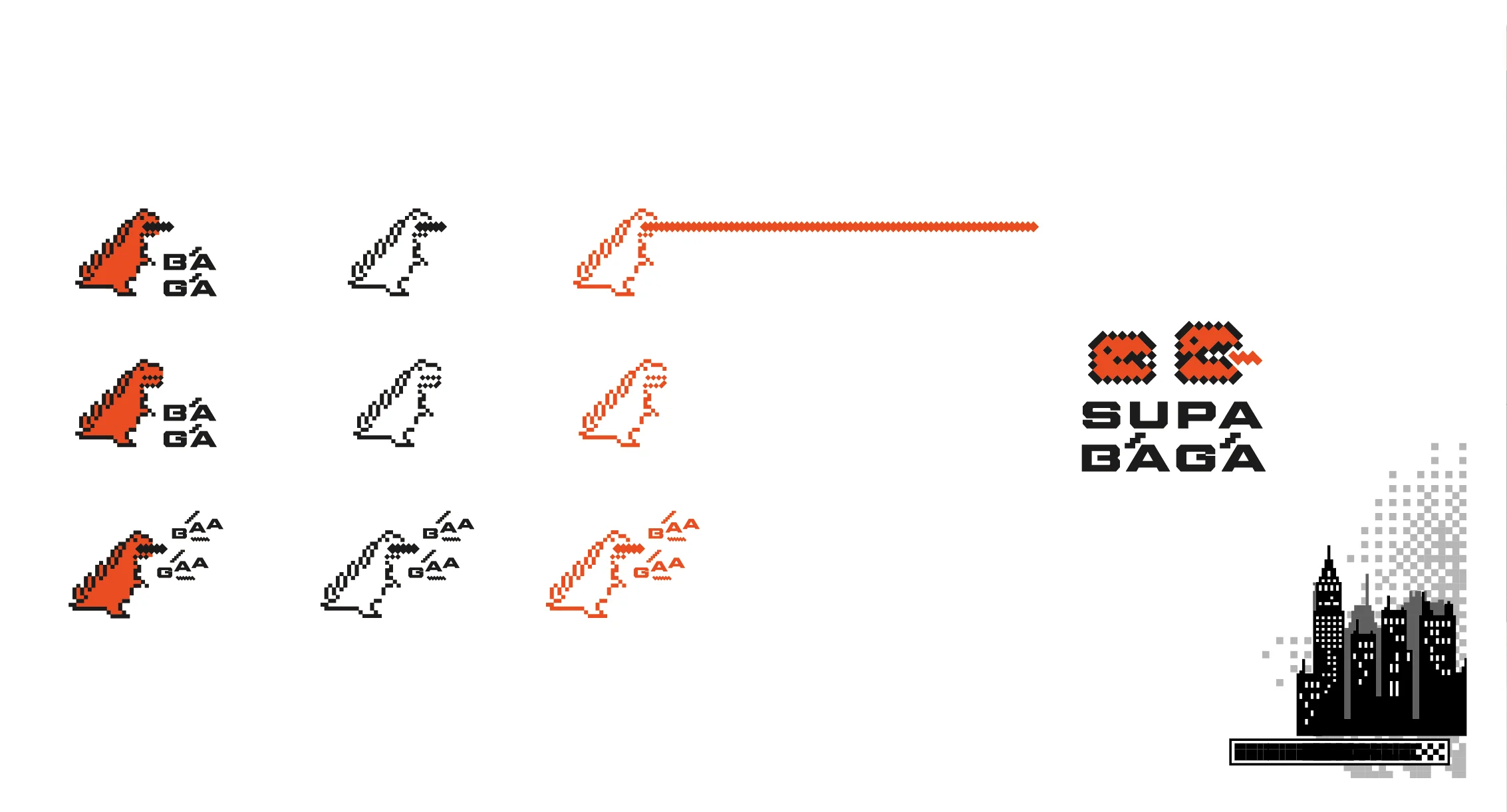 SUPA BĀGĀ pixel monster icons and symbol variations