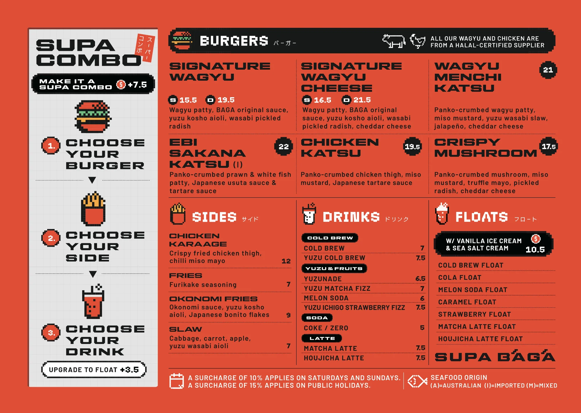 SUPA BĀGĀ menu design